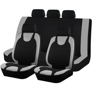 Car Seat Covers Full Set, Polyester Vehicle Front Rear Bench Seat Protectors with 5 Headrest Covers, Automotive Interior Chair Protection Accessories, Universal Fit (Gray)