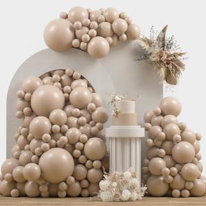 Nude Beige Double Stuffed Balloons Different Size 115Pcs 5/10/12/18" Tan Apricot Nude Balloon Arch Garland kit for Boho Birthday Baby Shower Bridal Shower Gender Reveal Bear Neutral Party