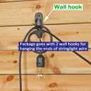 4 Pack 6.5FT Stainless Steel String Lights Pole Bracket/Holder with 2 Wall Hooks for Deck Railing Wood Posts (Black)