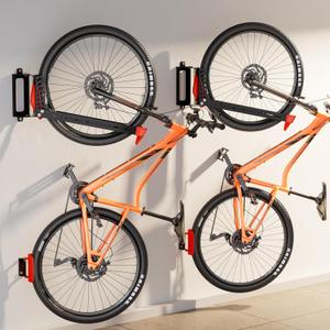 2-Pack Swivel Bike Rack Wall Mount, Bike Hangers for Garage, Space-Saving Vertical Bike Holder, Holds up to 77 lbs, Bicycle Wall Hanger Storage, No Heavy Lifting Required Indoor Hanging Bike Rack-Red