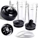 Blender Replacement Parts Compatible with Nutri Ninja, 5 Fins Extractor Blade, 216oz Cups with To-Go Lids, 3Rubber Gasket Accessories for Ninja QB3000/QB3000SSW/QB3004/QB3005/QB3001