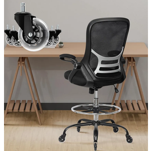 HYLONE Drafting Chair Adjustable, Tall Office Chair Lumbar Support Ergonomic Standing Desk Chair Heavy Duty Tall Drafting Stool for Artists with Footrest Home Office Drafting Stool