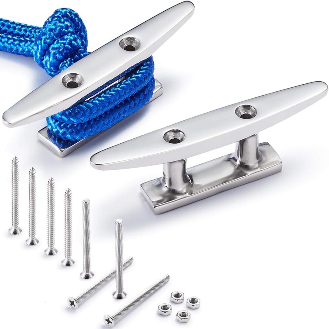 ZOMCHAIN Boat Cleat Open Base Boat Cleat 4/5/6/8 inch, Dock Cleat All 316 Stainless Steel Boat Mooring Accessories, Include Installation Accessories Screws