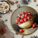 CUANFDDSF Moody Strawberry Cottage Kitchen Round Wall Art, Still Life Country Kitchen Wall Hanging Frame Decor, Vintage Fruit Farmhouse Canvas Prints Decorations for Home Dining Room, 10x10 Inch (Colour 05)