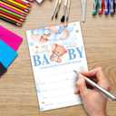 Cute Bear with Balloons Baby Shower Invitations, We Can Bearly Wait Boy Baby Shower Invitation Set, Teddy Theme 4x6 Inch Gender Reveal Party Supplies071