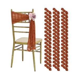 HNPSTBNO 50 PCS Cheesecloth Chair Sashes, Bows Designed ChairSashes, 15.7x70 inch Chair Sashes for Aisle Decorations Universal Chairs Cover Decoration for Wedding Reception Party Banquet (Terracotta)