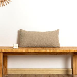 14x26 inch Boucle Lumbar Pillow Cover, Camel Woven Texture Neutral Long Pillow Cover Breathable Cushion Case for Couch Sofa Bed Living Room Home Decor (Cover Only)