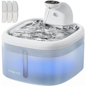 Wireless Cat Water Fountain with Motion Sensor, 118 oz/3.5 L Silent Cat Fountain with 3 Filters & Stainless Steel Lid, Pet Water Dispenser with Rechargeable Battery for Cats and Dogs, White