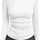 Trendy Queen Womens Long Sleeve Shirts Ribbed Underscrub Tops Boat Neck Basic Tees Fall Fashion Clothes 2025 (White, S)
