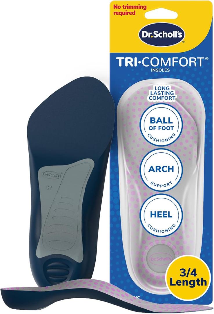 Dr. Scholl's Tri-Comfort Insoles - for Heel; Arch Support and Ball of Foot with Targeted Cushioning (for Women's 6-10) (Count of 2, Pack of 1)