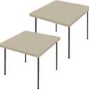 Moosfor Spandex Picnic Table Cloth 2 Pack, Elastic Fitted Tablecloths for Square Tables, Stretch Washable Patio Table Cover for Outdoor, Camping, Banquet and Parties (Taupe, 34"x34")
