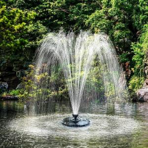 Biling Floating Pond Fountain with 660GPH Fountain Pump, Color-Changing LED Lights, 27 FT Power Cord, 3 Spray Patterns, Pond Water Fountain for Outdoor Pond, Black
