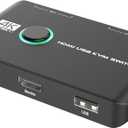 4K KVM Switch HDMI 2 Port Box, Rybozen USB HDMI Switches for 2 Computers Share Keyboard Mouse Printer and one HD Monitor, Support 4K@60Hz, with 2 USB Cables and 2 HDMI Cables