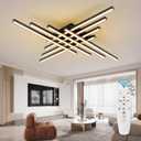 Flush Mount Ceiling Light Fixture 45.7" Modern Black Sputnik Dimmable LED Lamp with Remote Control Ideal for Bedroom Living Room Kitchen Island(8 Lights)