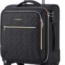 BAGSMART Underseat Carry On luggage Airline approved, 16-inch Softside Underseater Travel Suitcase with Spinner Wheels Lightweight Overnight Bag Small Rolling Carry-on for Women Men Weekender,Black