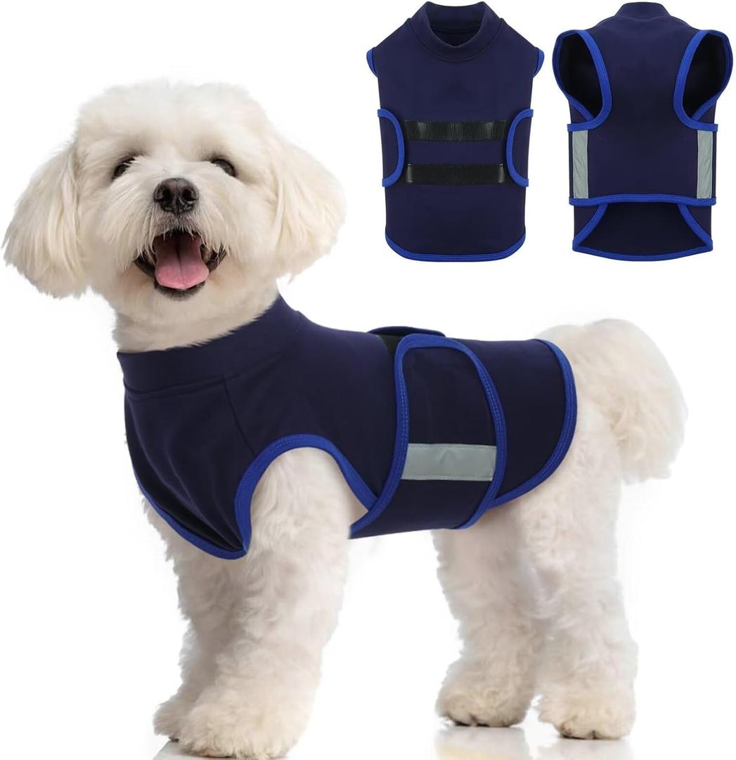 MIGOHI Dog Anxiety Relief Coat,Comfort Anxiety Vest for Dogs,Adjustable Anxiety Calming Wrap for Fireworks,Thunderstorms,Travel, Separation, Dog Anxiety Jacket for Dogs,NavyBlue (X-Small(Chest:11.8"-16"))