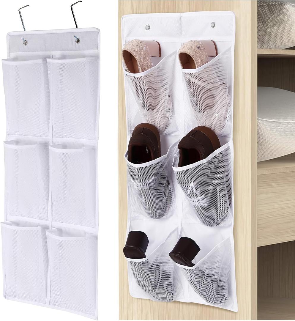 GOMAJI Over the Door/Wall Shoe Organizer, 2 Pack, Narrow, Hanging Shoe Rack for Closet, Bathroom, RV, Pantry, Camping, White