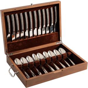 Silverware Storage Box with Lid, Flatware Storage Case with Handle, Silverware Chest Boxes for Flatware Organizer for Silver