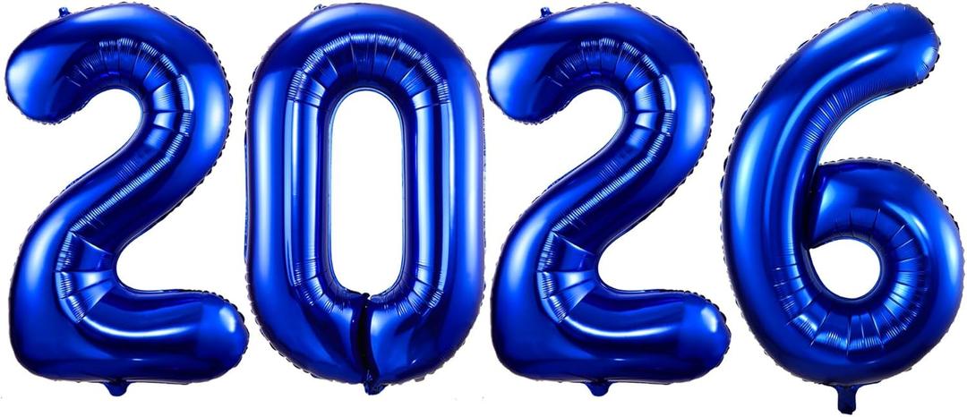 2026 Navy Blue Balloons, 40" Large Navy Blue 2026 Balloons Helium Mylar Foil Balloons for 2026 New Year Christmas Graduation Party Decoration
