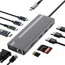 Acer 11 in 1 USB C HUB Multiport Adapter with 4K@60Hz HDMI, 2x10Gbps USB C, 2x5Gbps USB A, 100W PD Port, 1000Mbps Ethernet, 1080P VGA, SD/TF, Laptop Docking Station Dual Monitor for PC, Desktop