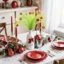 2 x Green Furry Christmas Picks 8pcs Lime Furry Christmas Tree Topper Decoration Green Curly Tree Picks with Red Ball Greens Pampas Grass Xmas Pick Elf Ornament for Xmas Wreath Vase Filler