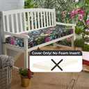 Outdoor Bench Cushion Cover for Patio Furniture,48x18x3 Inch, Water Resistant Swing/Loveseat Cushion Slipcover with Ties for Balcony Porch Garden(Replacement Cover Only), Black Butterfly Flower