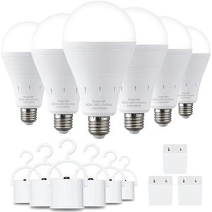 DEBAOBULB 6 Pack Rechargeable Emergency Light Bulbs, Battery Powered LED Light Bulb 6000K Daylight E26 120 Volt 9W 60W Equivalent with 1200mAh for Home Power Outage Camping Hurricane