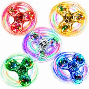 FIGROL 5 Pack Fidget Spinner, Light Up Fidget Spinners for Kids-Glow in The Dark Fidget Toy Party Favors Goodie Bag Stuffers Classroom Prizes (Blue&white&green&yellow&red)
