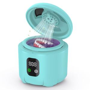 2025 Ultrasonic Retainer Cleaner- 45KHz 25W Portable Denture Cleaner with Drying Function and Removable Inner Tank Compact Use for Dentures, Mouth Guards, Aligners, Jewelry and More (Blue)