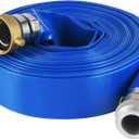 1-1/2'' ID x 50 FT PVC Discharge and Backwash Hose with Aluminum Pin Lug Fittings for Swimming Pools, Heavy Duty Reinforced Hose,Blue