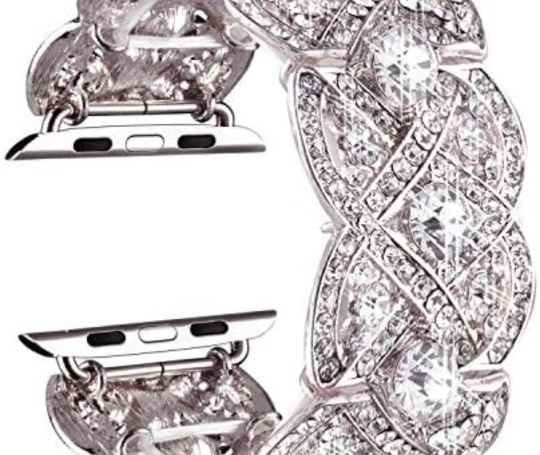 VIQIV Bling Bands for Apple Watch 40mm 44mm Iwatch Series 4 3 2 1, Diamond Rhinestone Stainless Steel Metal Bracelet Wristband Strap for Women, womens, Silver, 40mm