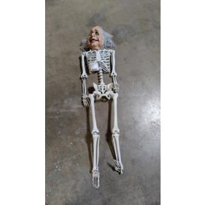Halloween Life Size Skeleton, 5.4FT Skeleton Decor Realistic Full Body Bones Poseable Halloween Skeleton Prop with Movable Joints for Indoor Outdoor Party Haunted House Lawn Décor