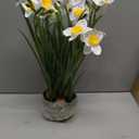 Artificial Flowers in Pot 16" Fuax Daffodil Potted Flowers Plant Decor Room Farmhouse Fake White Flower Plants Centerpieces Desktop Spring Summer Flowers Home Decor Indoor for Living Room Kitchen