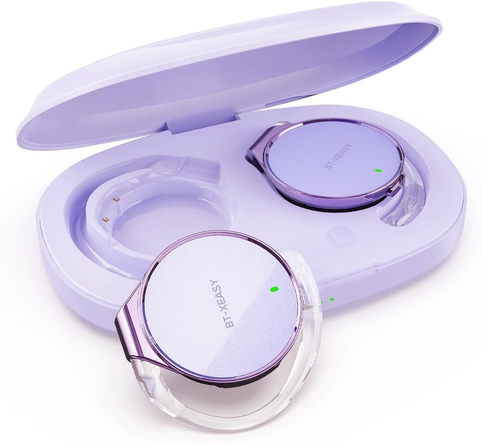 Bluetooth Earhooks for Sports, 52Hr Playtime Wireless Earbuds, Open-Ear Headphones, Secure Fit Gym Running Headphones with Mic Clip on Earphones Connect 2 Devices for Work (Pure Purple)