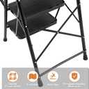 BOCOM 3 Step Ladder, Lightweight Portable Folding Sturdy Iron Step Stool with Handrails, Attachable Tool Bag, Anti-Slip Wide Pedal, Heavy Duty 350 lbs Capacity, for Home, Kitchen, Pantry, Office