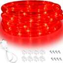 Red LED Lights, 16ft Rope Lights, Flexible and Connectable Strip Lighting, Waterproof for Indoor Outdoor Use, 360 Beam Angle, High Brightness for Home Christmas Thanksgiving Halloween