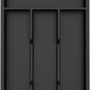 Lifewit Silverware Drawer Organizer Tray, Plastic Cutlery Storage for Kitchen, Flatware and Utensil Holder Divider for Spoons Forks Knives Tableware, 7.8 x 12.4", 4 Slots, Black