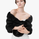 Women's Winter Warm Navy Faux Fur Shawl Coat Jacket Parka Outerwear Tops,M