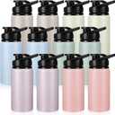 Domensi Aluminum Water Bottle Bulk Reusable Water Bottle, Lightweight Easy Carry Leakproof with Snap Lid Travel Bottles, for Gym Outdoor Sports Cycling Camping Fishing (17oz)