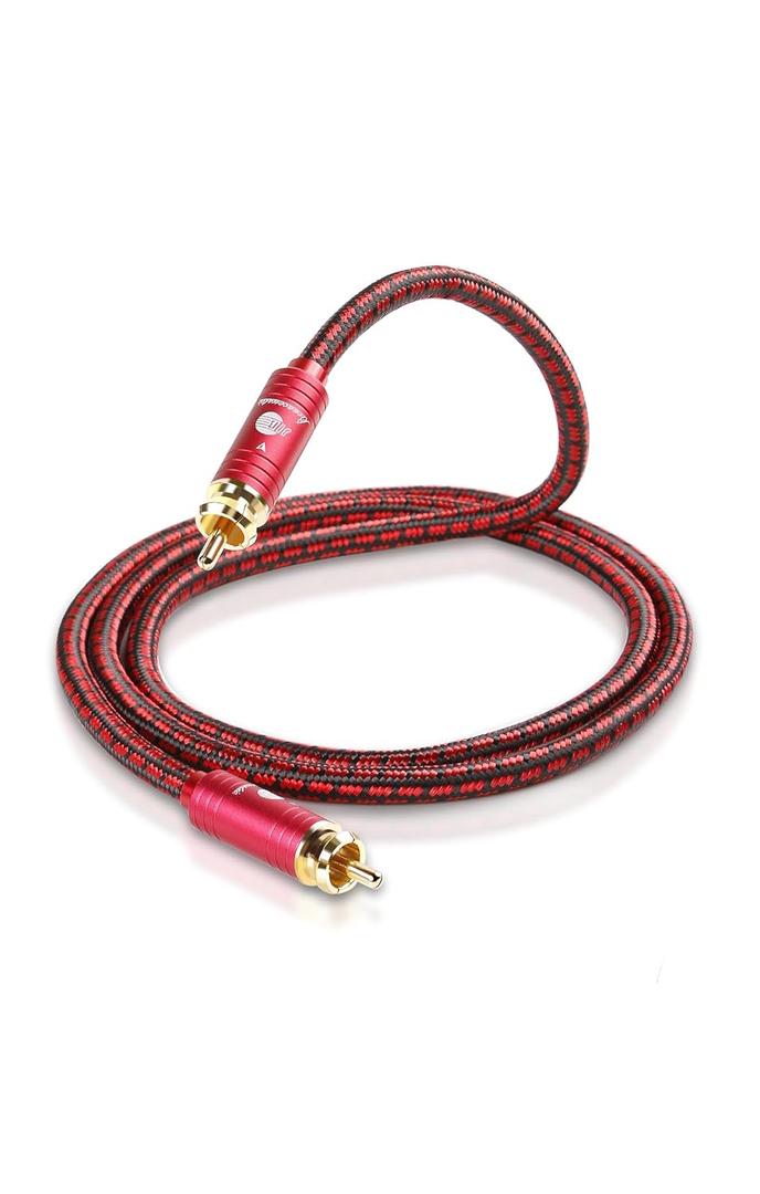BOAACOUSTIC RCA Coaxial Audio Cable 4N OFC Audiophile RCA Subwoofer Cable, Dual-Shielded, Gold Plated Connectors for CD Player, Amplifier, Subwoofer (6.56ft/2m)