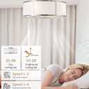 Caged Ceiling Fans with Lights Flush Mount, Low Profile Ceiling Fan with Lights Remote Control, 20'' Modern Bladeless 6 Speeds for Bedroom, Nursery, Kitchen, Silver
