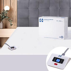 Sealy Heated Mattress Pad Twin, Zone Heating Electric Bed Warmer with Deep Pocket, 10 Heat Setting Controller & 1-12 Hours Auto Shut Off, Knitted Breathable Heated Mattress Cover, White