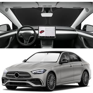 Custom Fit Windshield Sun Shade for Mercedes-Benz C-Class 2015-2026, Blocks UV & Heat, Front Window Sunshade Accessories, Easy Fold & Store Keep Your Car Cooler