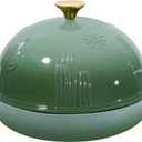 Bread Oven Cast Iron Bread Dutch Oven with Cloche Lid for Bread Baking Green Enameled Cast Iron Bread Oven with Dome Lid for Sourdough, 9.8 Inches