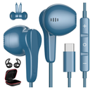 USB C Headphones for iPhone 17 Air 16 15 Pro Max Plus, Type C Earphone with Mic HiFi Stereo Volume Magnetic in Ear USBC Wired Earbud for Samsung Galaxy S25 S24 Ultra S23 Fe S22+ Flip Pixel 10 9, Blue