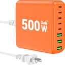 500W USB C Charger Block, 8-Port USB C Charging Station Fast Charging PD 120W PC Laptop Charger Adapter Compatible with MacBook Pro/Air/All iPad,DELL, iPhone 16/15/14/13/Pro Max/Galaxy (ORANGE)