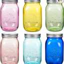Amzcku 32 oz Rose-Pink Mason Jars with Lids, 6 Pack Wide Mouth Quart Canning Jar, Safe For Storage, Canning, Pickling, Preserving, Fermenting, DIY Crafts & Decor