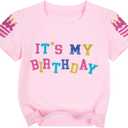 Birthday Shirts for Girls Sparkling Graphic Tees Cute Baby Girl Birthday Party Tops Summer Casual Short Sleeve Outfits (2-3T)