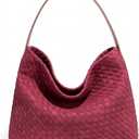 Woven Suede Hobo Bag for Women Trendy Slouchy Shoulder Tote Purse with Leather Crossbody Strap for Work Travel