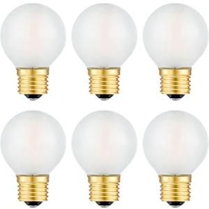 Beonllay 25 Watt Light Bulbs Equivalent E26 Frosted Globe Light Bulb, 2W LED Light Bulb 2700K Warm White G16.5 Light Bulb, Frosted Glass, 6 Pack